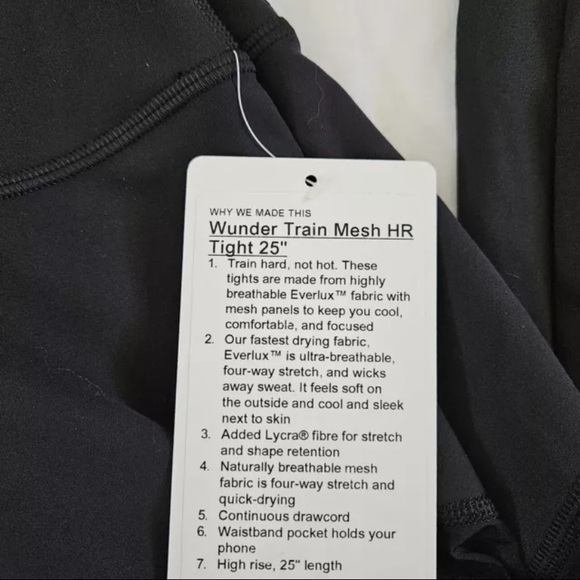 Lululemon Wunder Train Mesh HR Tight 25” Black BLK Women's Size 2 - Picture 2 of 6